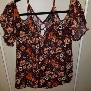 Forever 21 T-shirt 2x Orange Floral